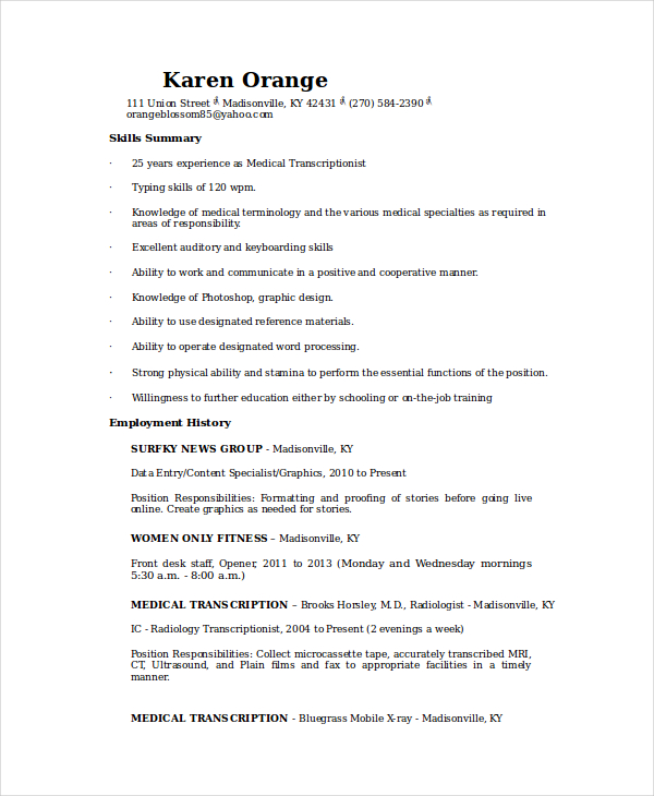 8 Radiologist Resume Templates Pdf Doc 9211