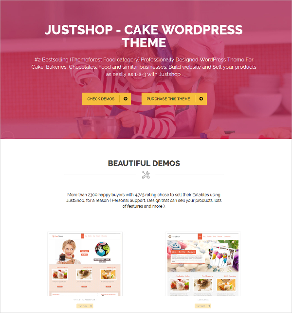 cake restaurant wordpress website theme