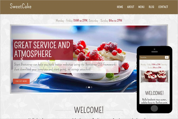 free cakes bootstrap website theme