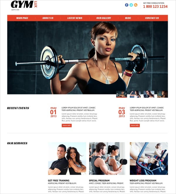 gym fitness joomla website template