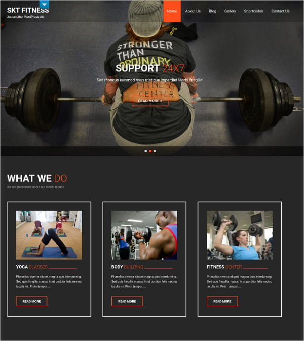 fitness centers wordpress website theme