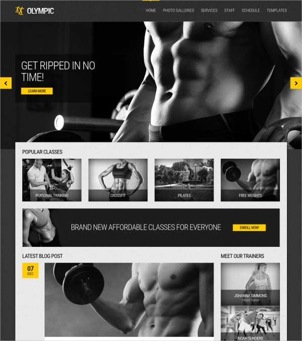 business fitness health wordpress website theme