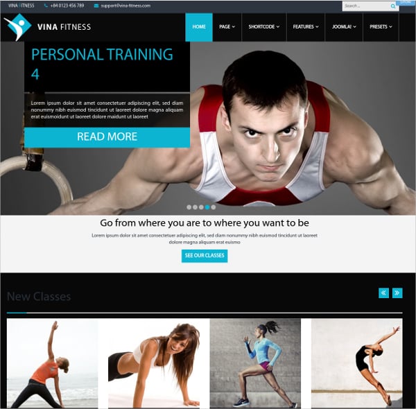 responsive health clubs fitness joomla website template