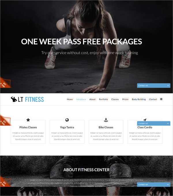 free one page fitness joomla template