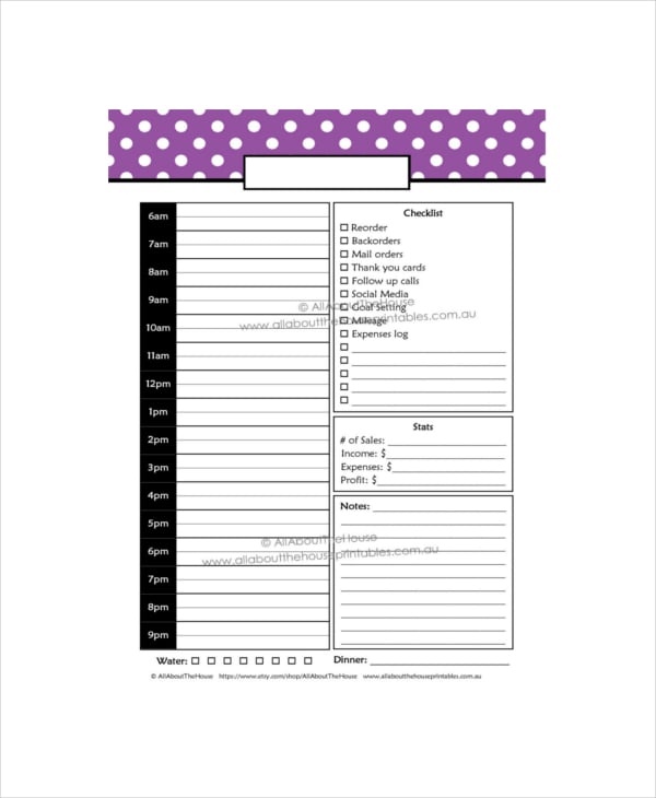 direct sales daily planner