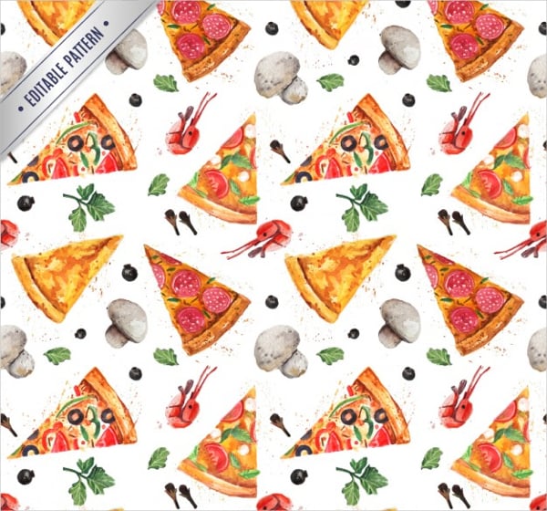 watercolor pizza pattern