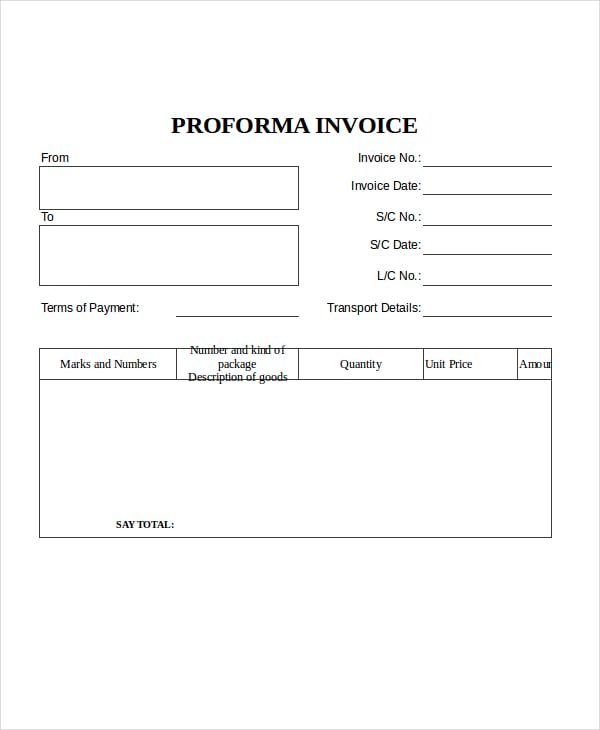 proforma invoice template excel