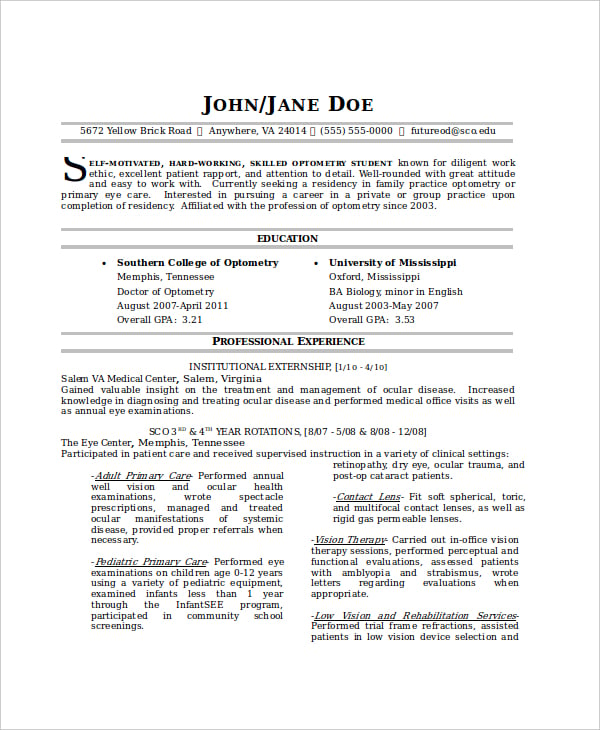 sample-optometrist-resume-template1