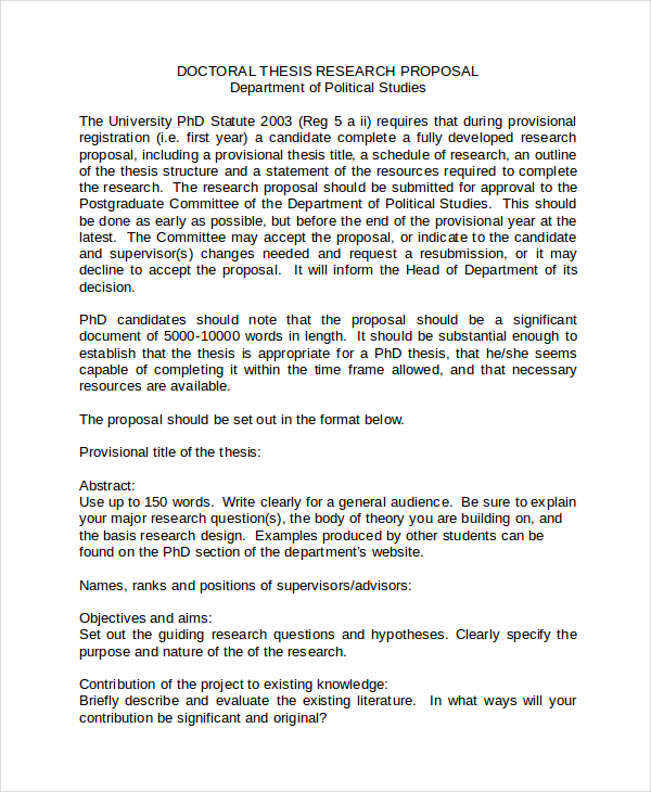 Dissertation Proposal Examples - 7+ Samples in PDF | Google Docs | Pages | DOC | Examples