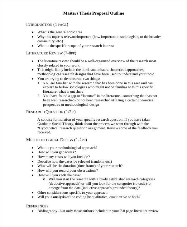 Thesis Proposal Template 10 Word PDF Document Downloads