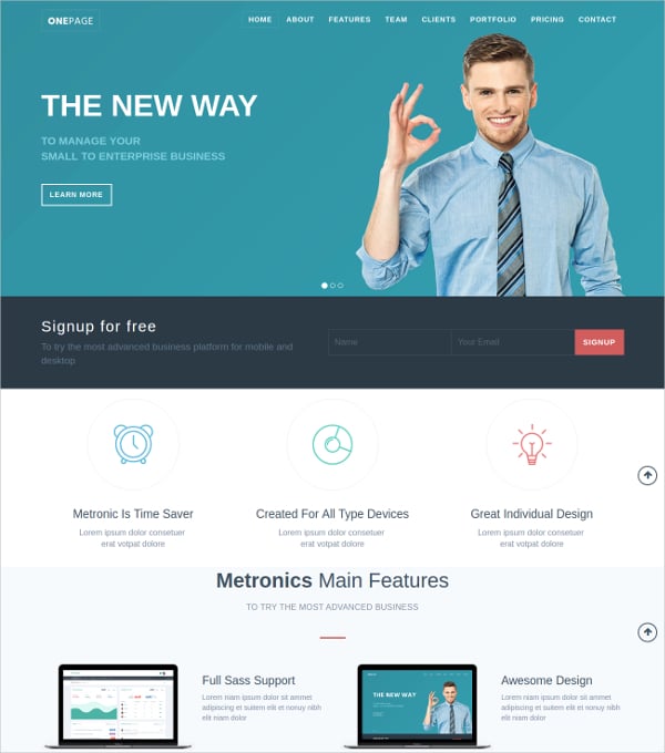 free one page bootstrap template to download