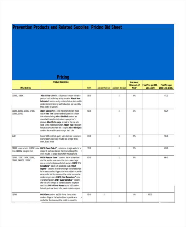 product catalog template excel