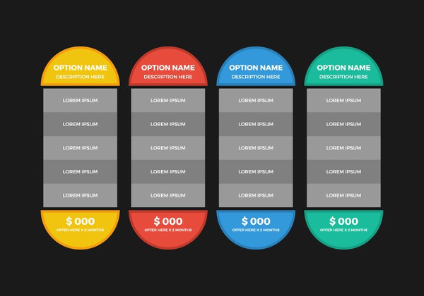 free pricing table vector