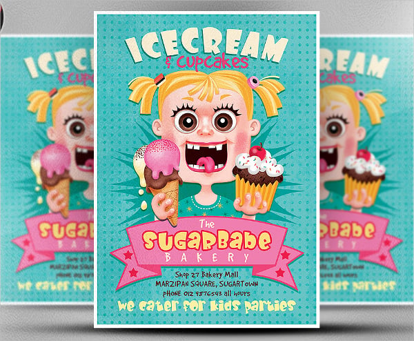 ice cream cup cakes flyer