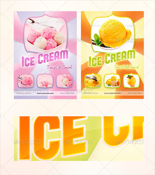 ice cream twist flyer and menu
