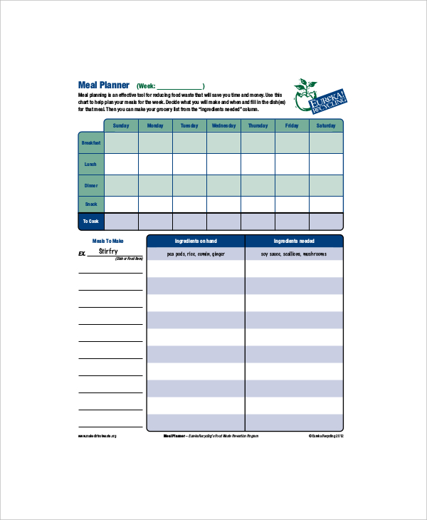 daily meal planner template