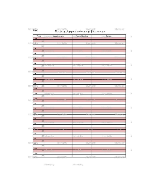 personalized appointment daily planner example