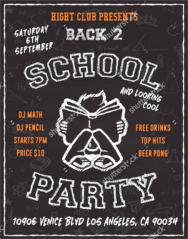 school party chalk poster flyer