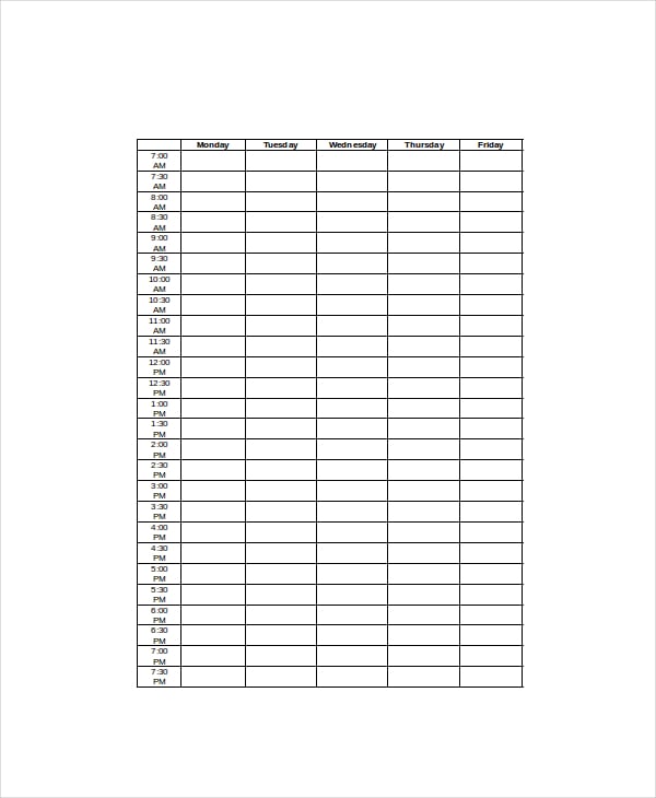 sample daily organizer planner for staff and employee