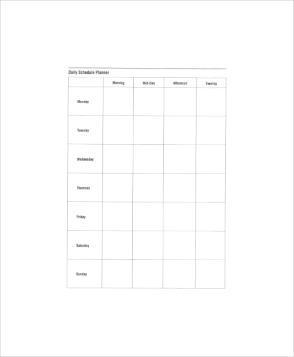 daily schedule planner for students