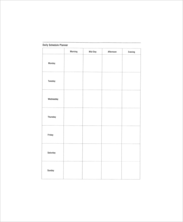 8 Daily Schedule Planner Templates Free Sample Example Format