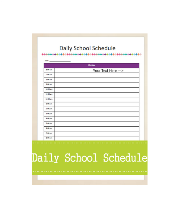 daily schedule planner for school or college