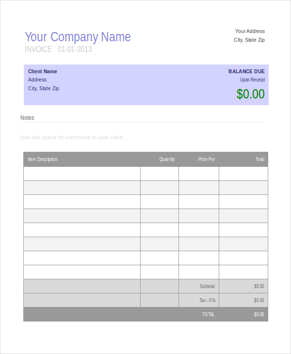 small business invoice template