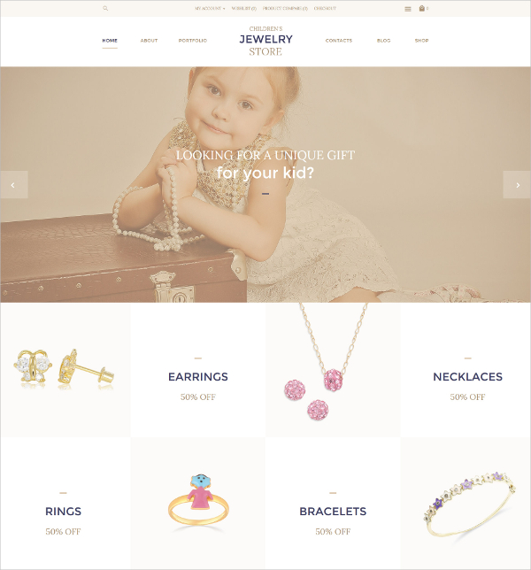 beautiful childrens jewelry store opencart website template
