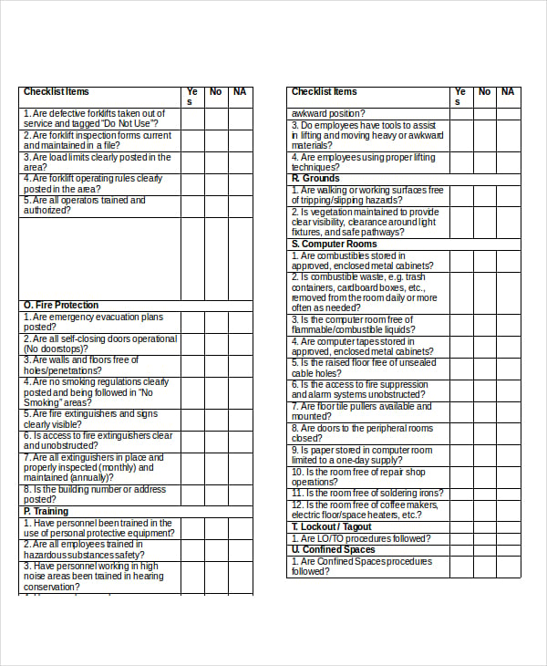 home safety inspection checklist template