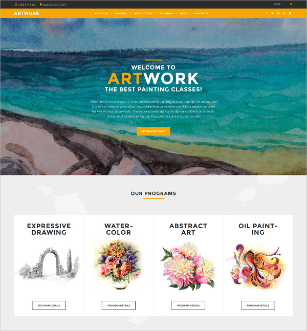 art work school wordpress theme