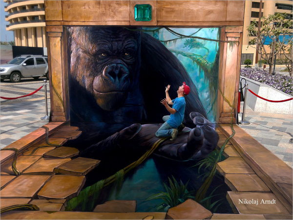 king kong 3d street art