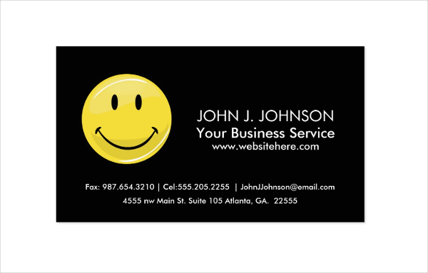 glossy classic yellow happy face business card