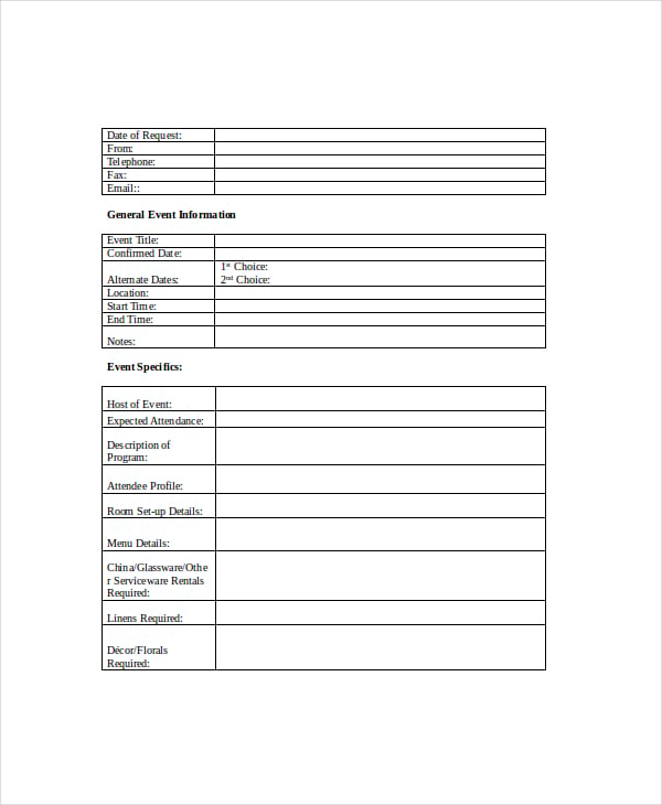 catering request proposal template