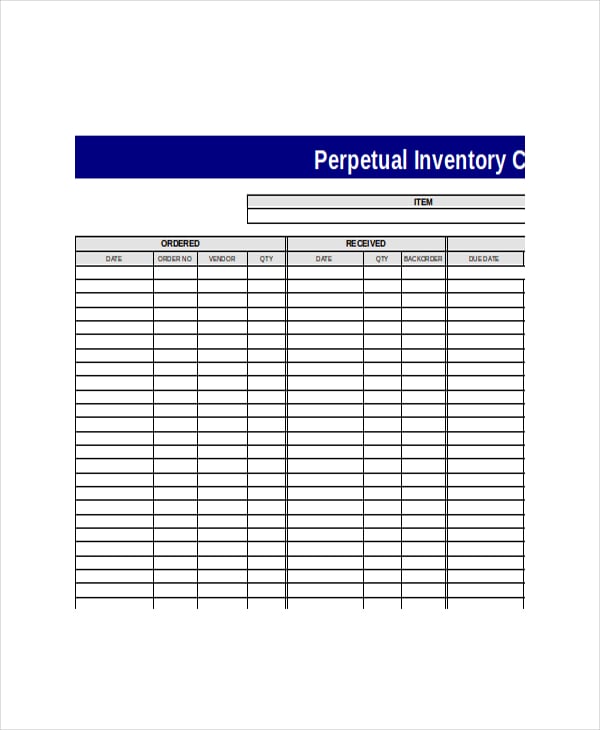 perpetual inventory control template