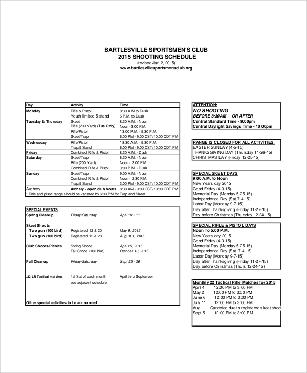 Shooting Schedule Template 13+ Free Word, PDF Document Downloads
