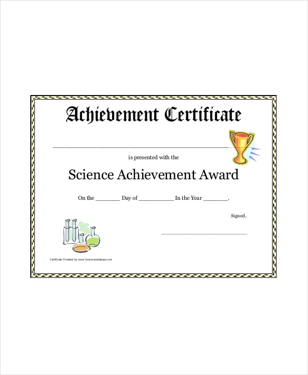 science achievement award printable certificate