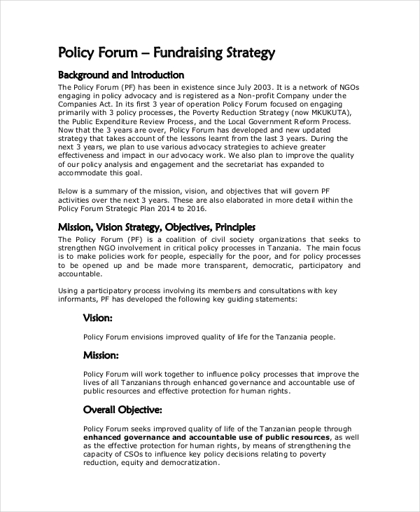 Fundraising Plan Template Free