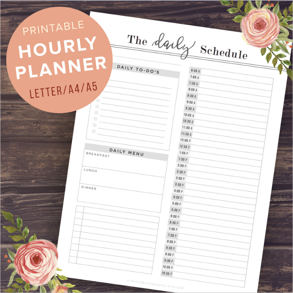 printable hourly planner template