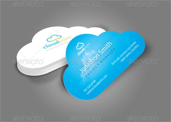 cloud shap die cut business card