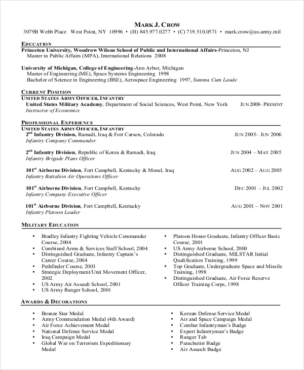 us-army-infantryman-resume