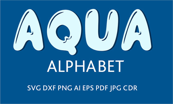 aqua water font alphabet