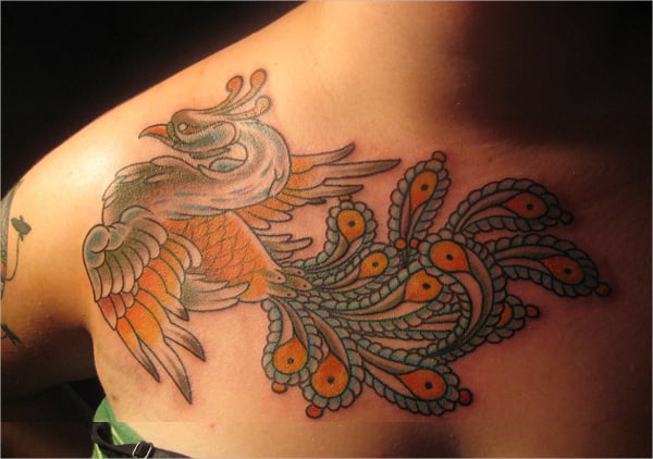 traditional american phoenix tattoo