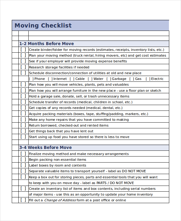 commercial move in move out checklist