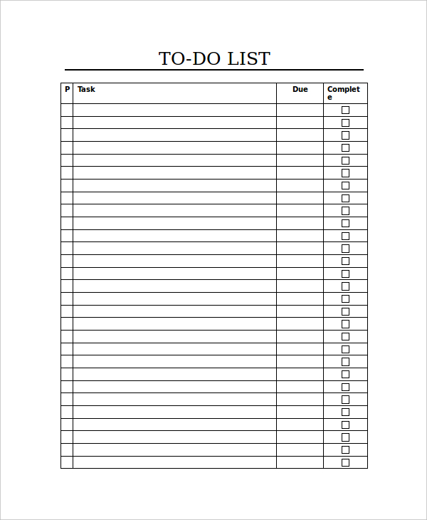 template to do list word