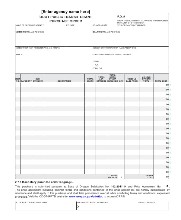 vehicle purchase order form template1