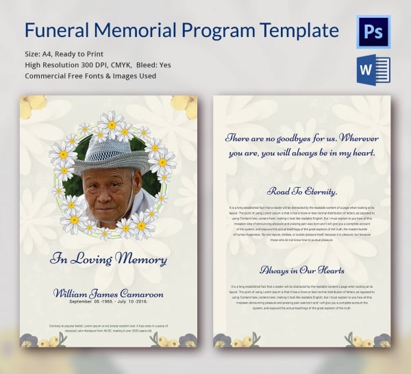 6+ Funeral Memorial Program Templates Word, PSD Format Download