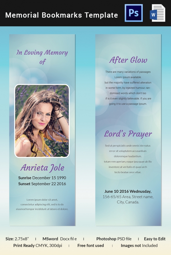 12 funeral bookmark templates word psd free premium templates