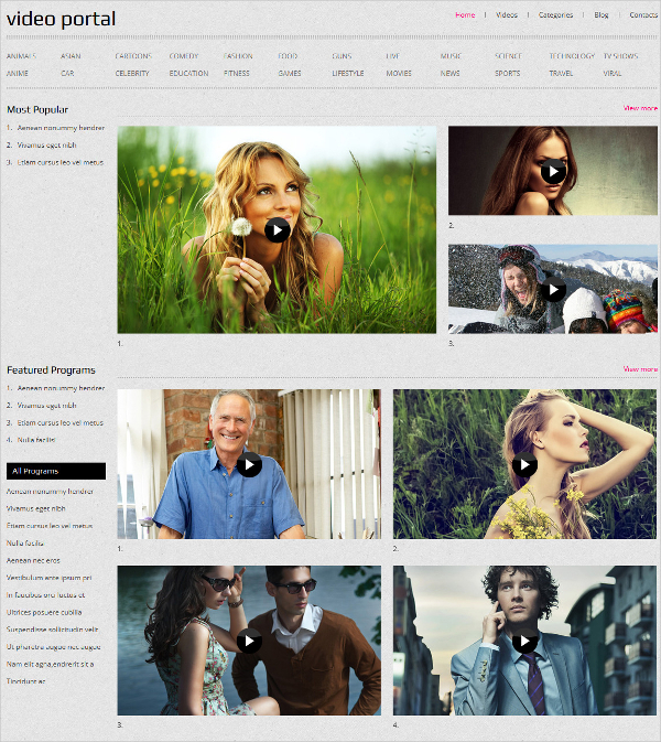 video portal gallery blog joomla template