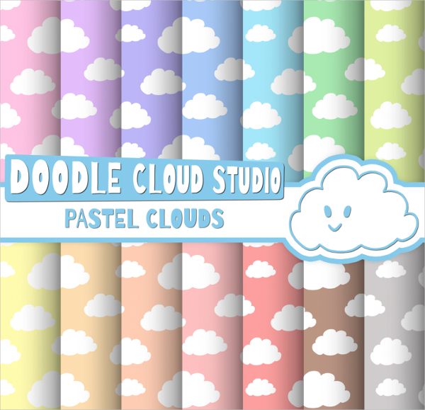 pastel cartoon clouds pattern