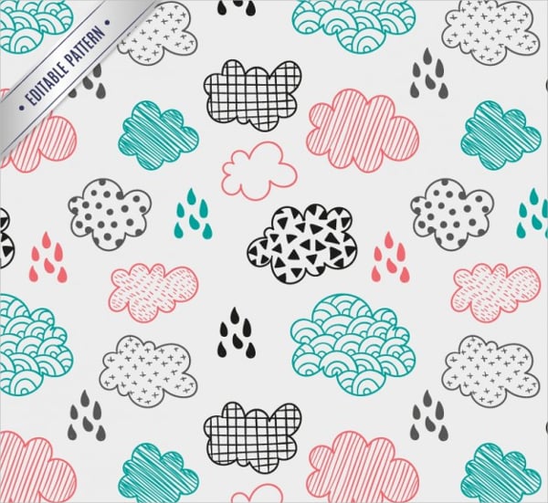 sketchy clouds pattern free vector